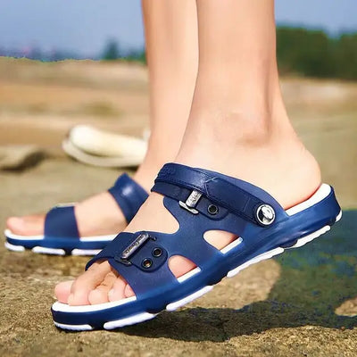 Summer Outdoor Slippers Beach Casual Jelly Shoes Blue Indoor Soft Durable Anti Slip Peep Toe New Male Flip Flop Shoe