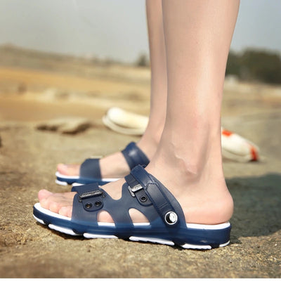 Summer Outdoor Slippers Beach Casual Jelly Shoes Blue Indoor Soft Durable Anti Slip Peep Toe New Male Flip Flop Shoe