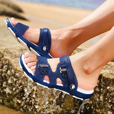 Summer Outdoor Slippers Beach Casual Jelly Shoes Blue Indoor Soft Durable Anti Slip Peep Toe New Male Flip Flop Shoe