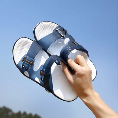 Summer Outdoor Slippers Beach Casual Jelly Shoes Blue Indoor Soft Durable Anti Slip Peep Toe New Male Flip Flop Shoe