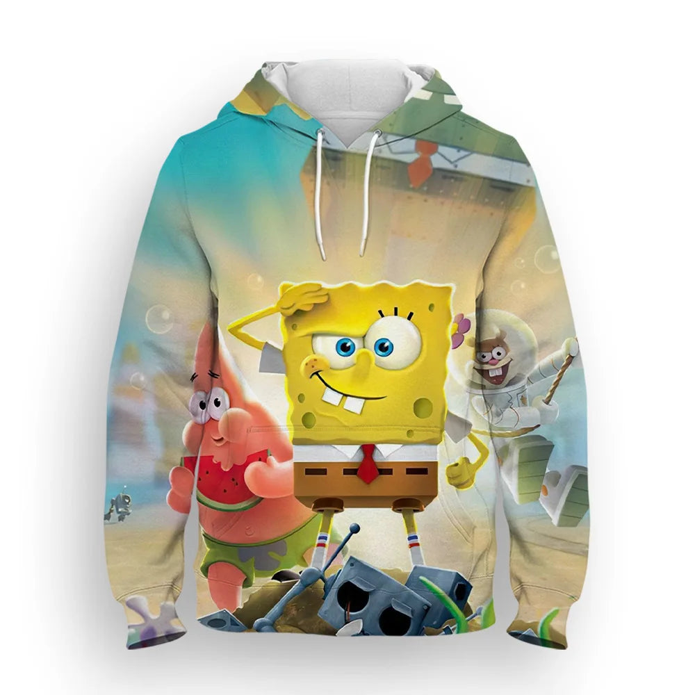 2024 SpongeBob  3D Hoodie Casual Streetwear Long Sleeves Sweatshirt Pullover