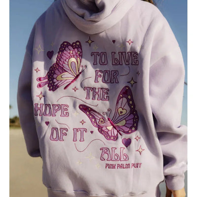 PINK PALM PUFF Letter Design Women Streetwear American Style Fashion Sweatshirt Autumn Hip Hop Female Hoodies Casual Fleece Top