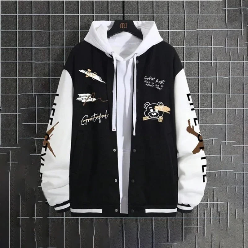 Men's baseball jacket 2023 Spring and Autumn season trendy American high street ruffian handsome young men's loose casual jacket