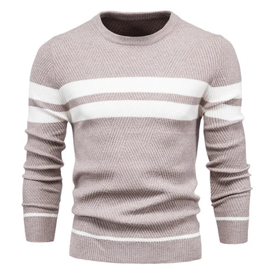 Autumn Pullover Men's Sweater O-neck Patchwork Long Sleeve Warm Slim Sweaters Men Casual