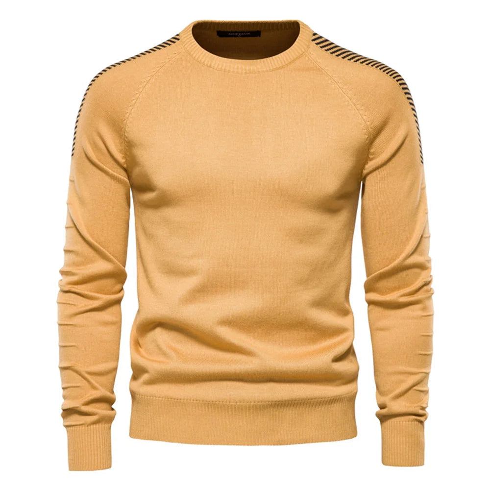 Spliced Drop Sleeve Casual O-neck Slim Fit Pullovers Men's Sweaters