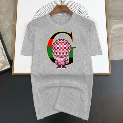 100%Cotton Luxury Brand G Letter Mosaic Ball Head Printing Short Sleeve Tee