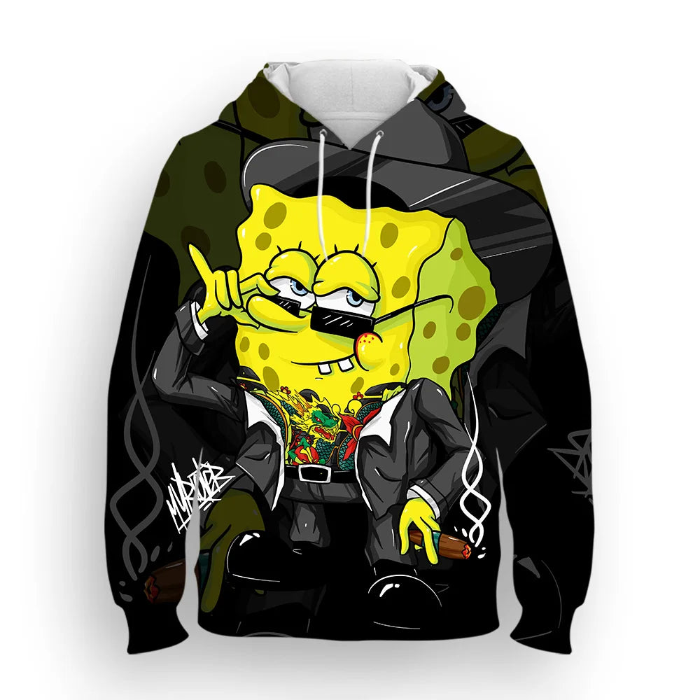 2024 SpongeBob  3D Hoodie Casual Streetwear Long Sleeves Sweatshirt Pullover