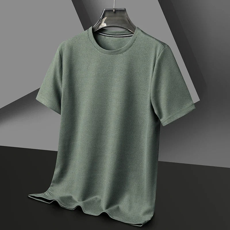 Waffle Round Neck Short Sleeved T-shirt for Men's