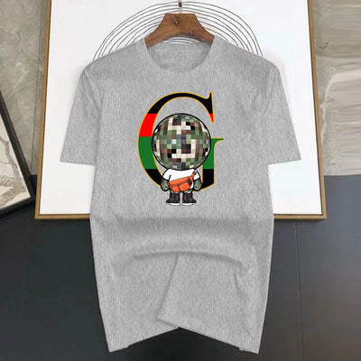 100%Cotton Luxury Brand G Letter Mosaic Ball Head Printing Short Sleeve Tee