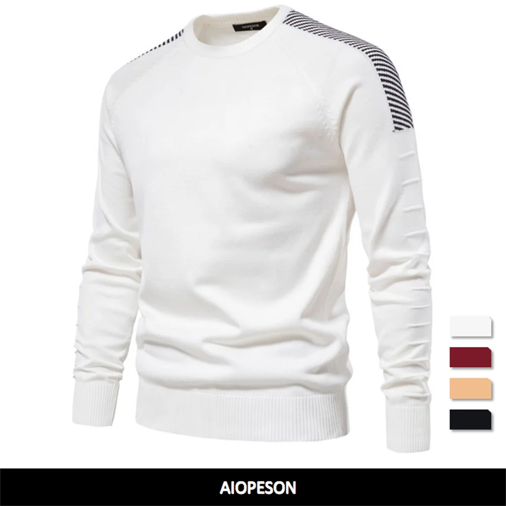 Spliced Drop Sleeve Casual O-neck Slim Fit Pullovers Men's Sweaters