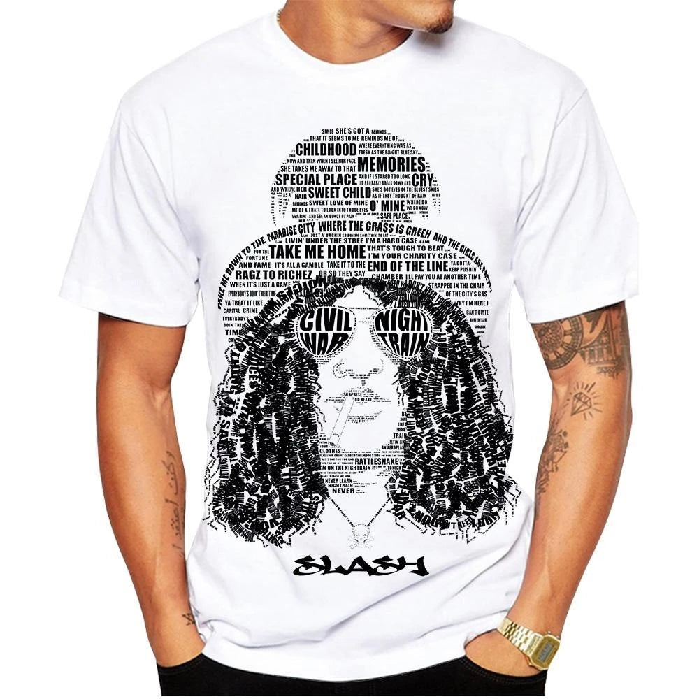 Slash 3D Print Cool T-shirt Casual Short Sleeve T-shirt Street Hip Hop Rock Personality Tees