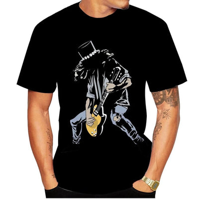 Slash 3D Print Cool T-shirt Casual Short Sleeve T-shirt Street Hip Hop Rock Personality Tees