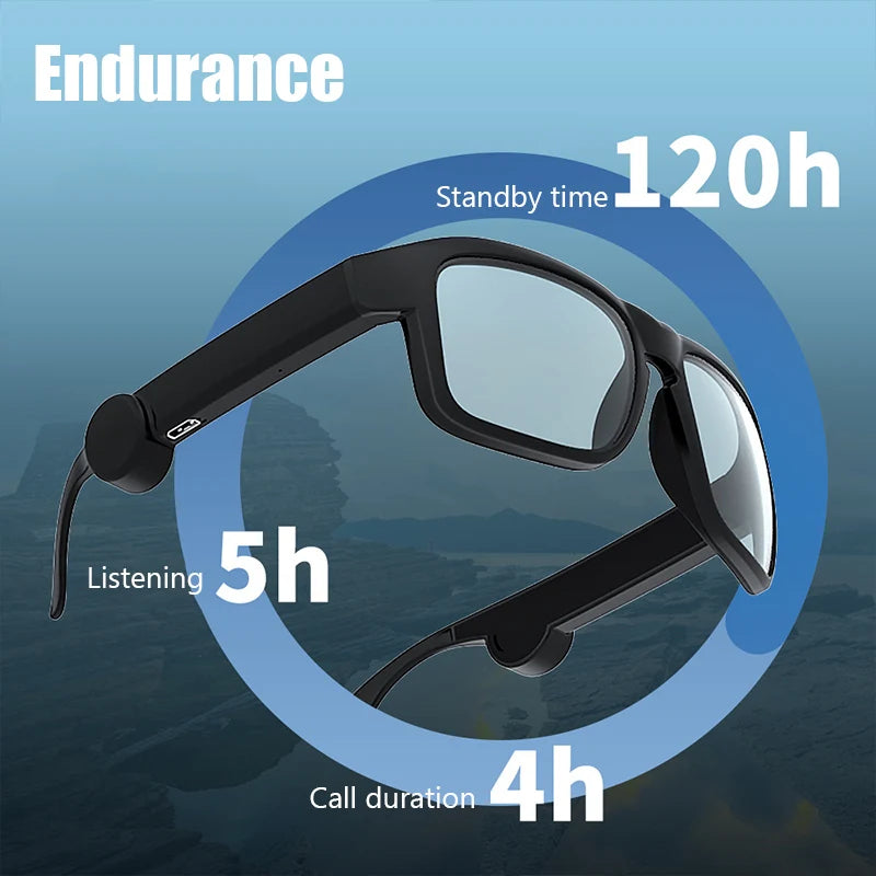 Smart Bluetooth Glasses Headset Wireless Headphones Audio Sun Lens Headphones