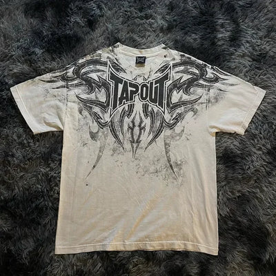 Tapout T-shirt Y2K Men's Hip-hop Letter Pattern Printed Large Clothing Harajuku Round Neck Short Sleeved