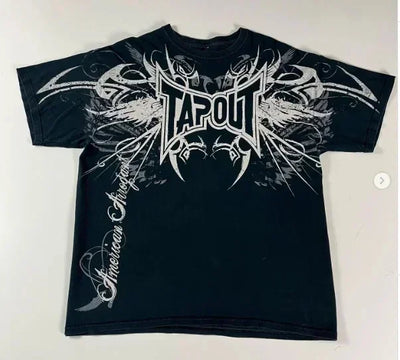 Tapout T-shirt Y2K Men's Hip-hop Letter Pattern Printed Large Clothing Harajuku Round Neck Short Sleeved