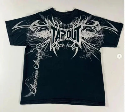 Tapout T-shirt Y2K Men's Hip-hop Letter Pattern Printed Large Clothing Harajuku Round Neck Short Sleeved