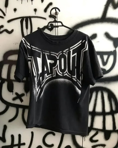 Street hip-hop style short-sleeved men's Y2K summer new Harajuku letter oversized pattern printed loose round neck cotton