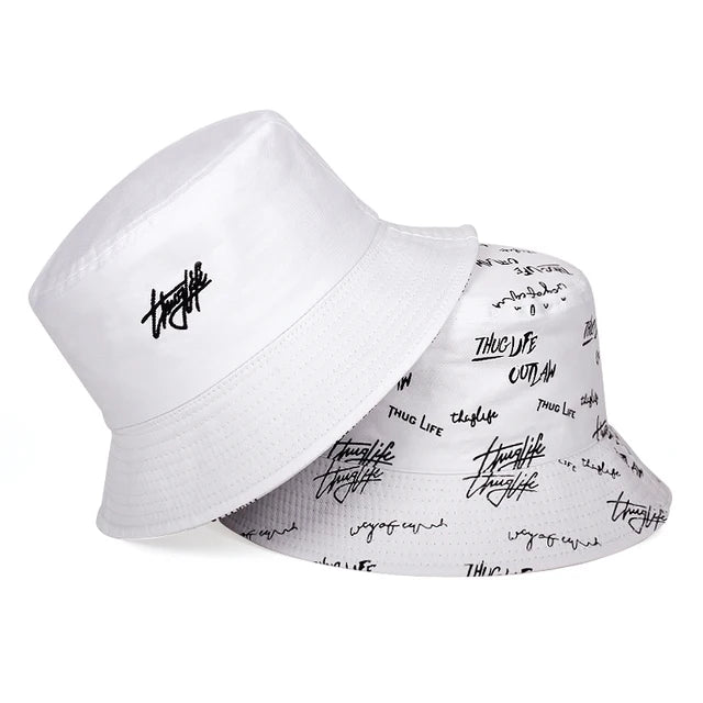 Double Sided Wearable Thugufe Embroidery Personality Bucket Hats