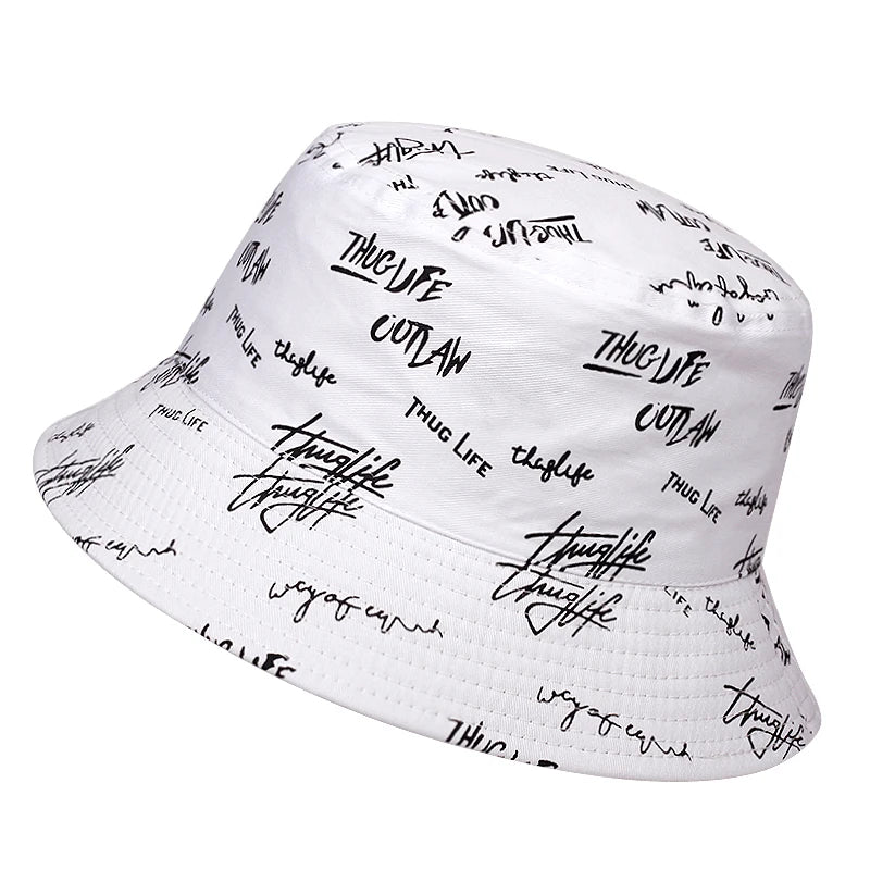 Double Sided Wearable Thugufe Embroidery Personality Bucket Hats