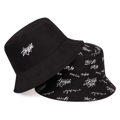 Double Sided Wearable Thugufe Embroidery Personality Bucket Hats