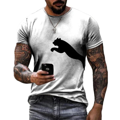 Vintage T-Shirt For Men Wolf Leopard Pattern 3D Printed Casual Round Neck Shirt Quick-Drying Exquisite Oversized Men's Clothing