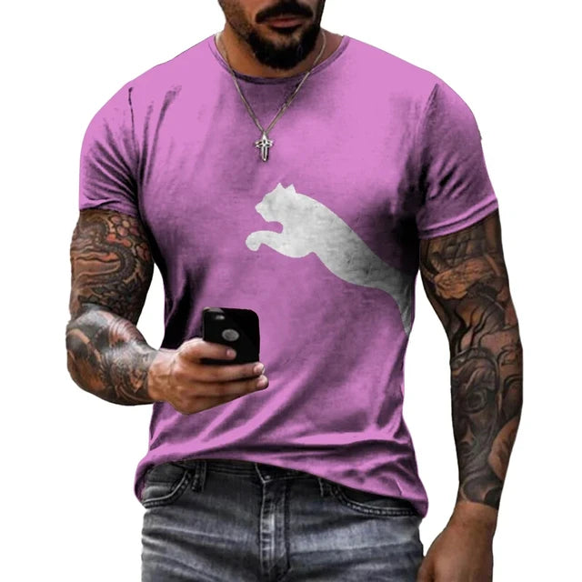 Vintage T-Shirt For Men Wolf Leopard Pattern 3D Printed Casual Round Neck Shirt Quick-Drying Exquisite Oversized Men's Clothing