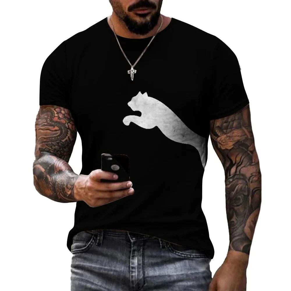 Vintage T-Shirt For Men Wolf Leopard Pattern 3D Printed Casual Round Neck Shirt Quick-Drying Exquisite Oversized Men's Clothing