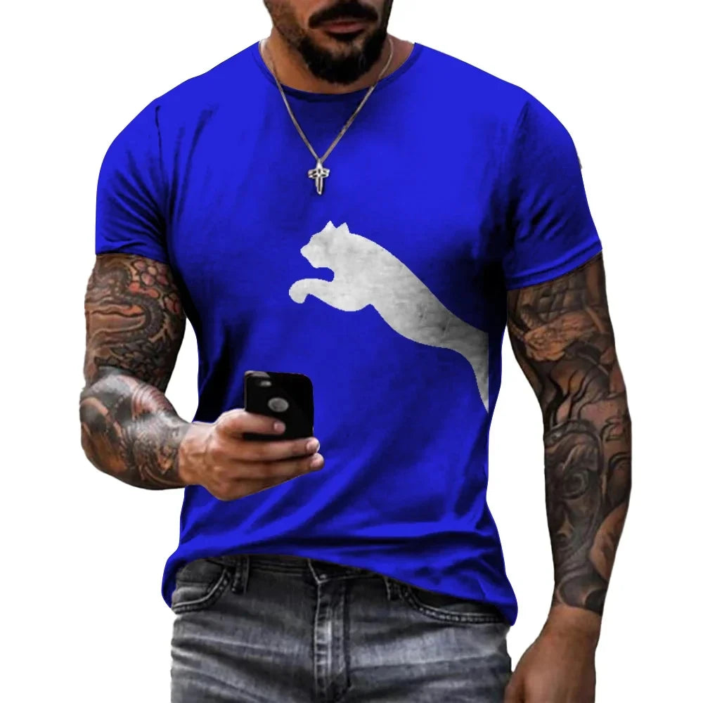 Vintage T-Shirt For Men Wolf Leopard Pattern 3D Printed Casual Round Neck Shirt Quick-Drying Exquisite Oversized Men's Clothing