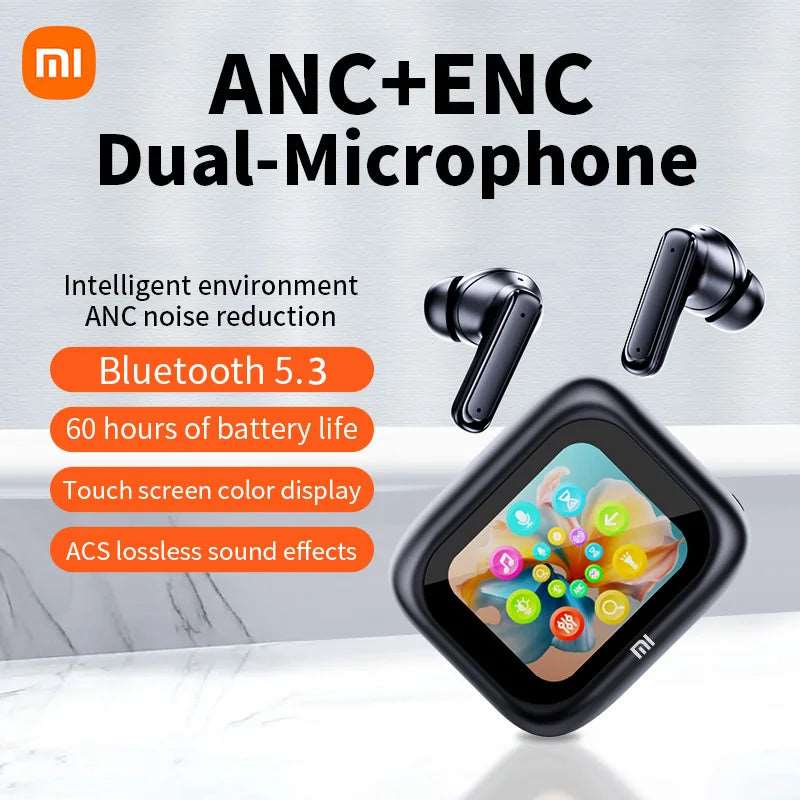 E18 Pro ANC Wireless Earphone Bluetooth Headphone Large Screen Touch Noise Reduction Earbuds Color Screen A8 Smart Screen