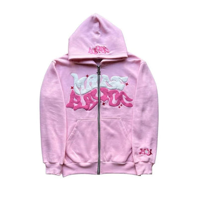 Spring Autumn  Retro Star And Letter Printed Zipper Hoodies